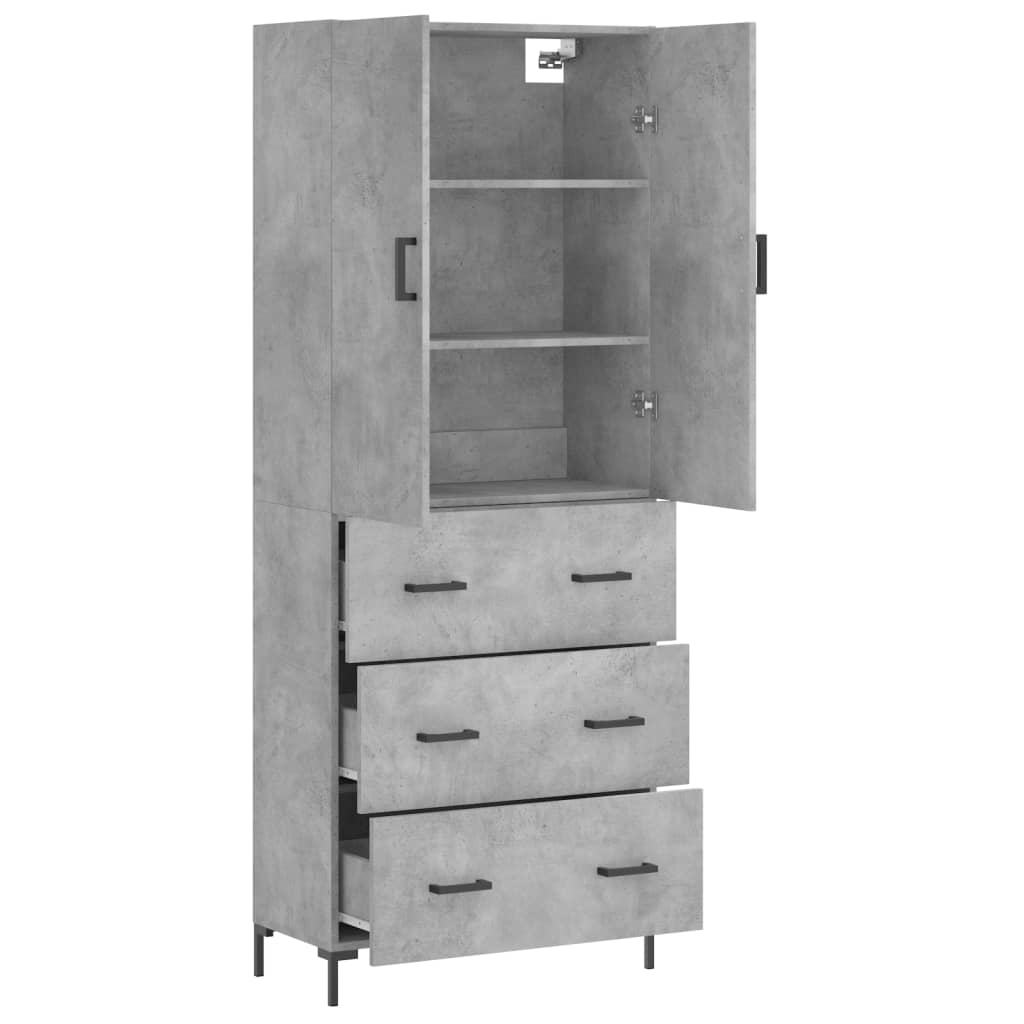 Visoka komoda siva betona 69,5x34x180 cm od konstruiranog drva