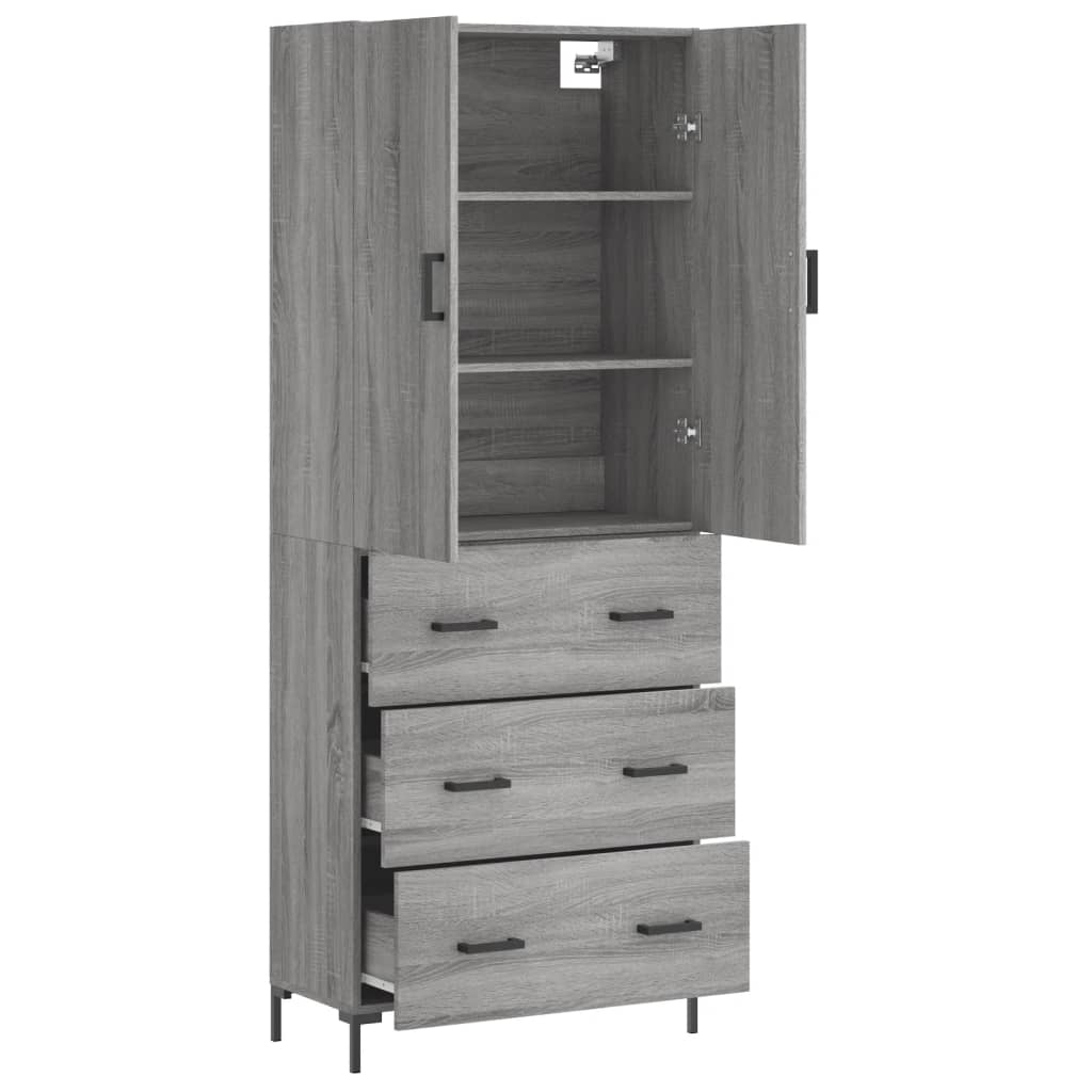 Visoka komoda siva sonome 69,5x34x180 cm od konstruiranog drva