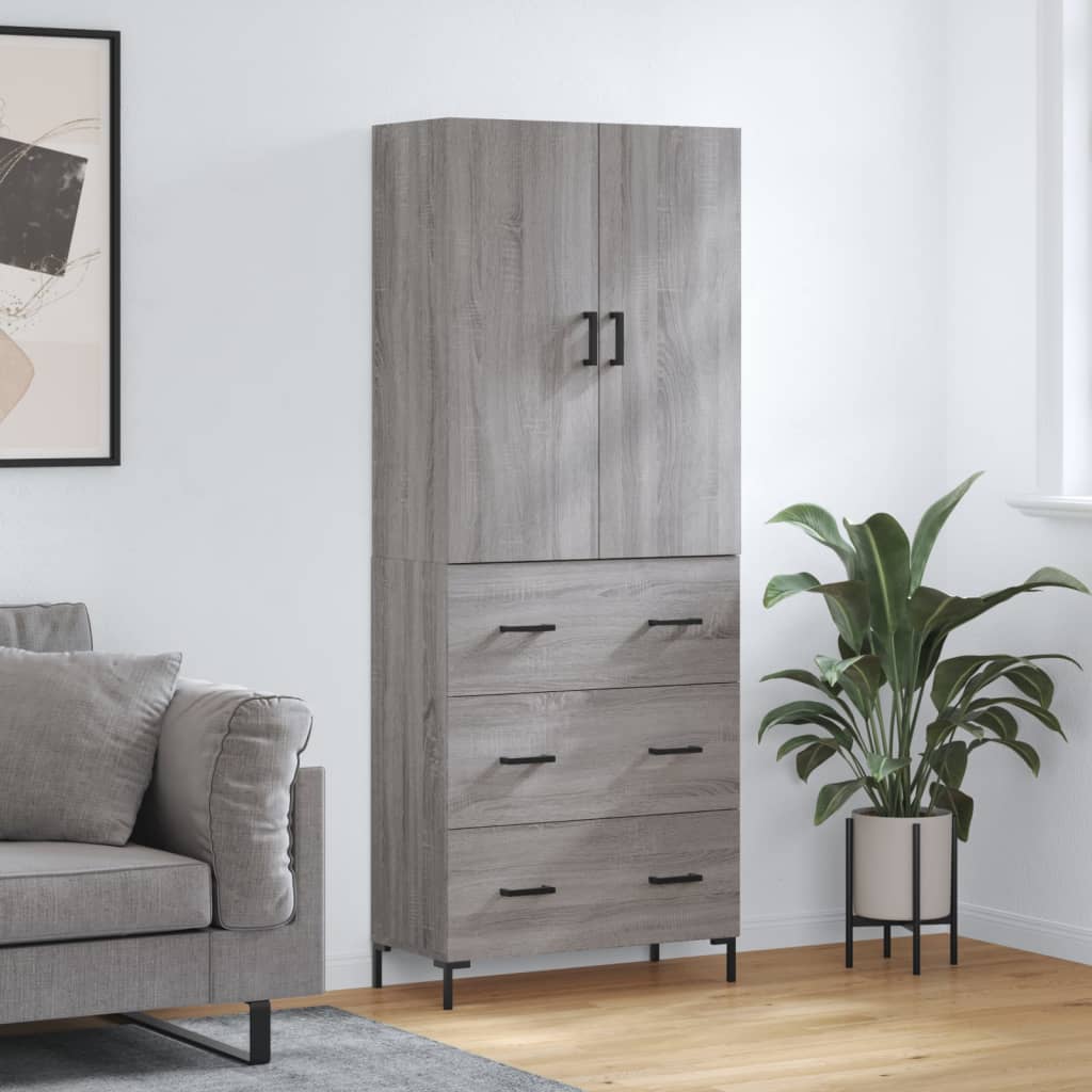 Visoka komoda siva sonome 69,5x34x180 cm od konstruiranog drva