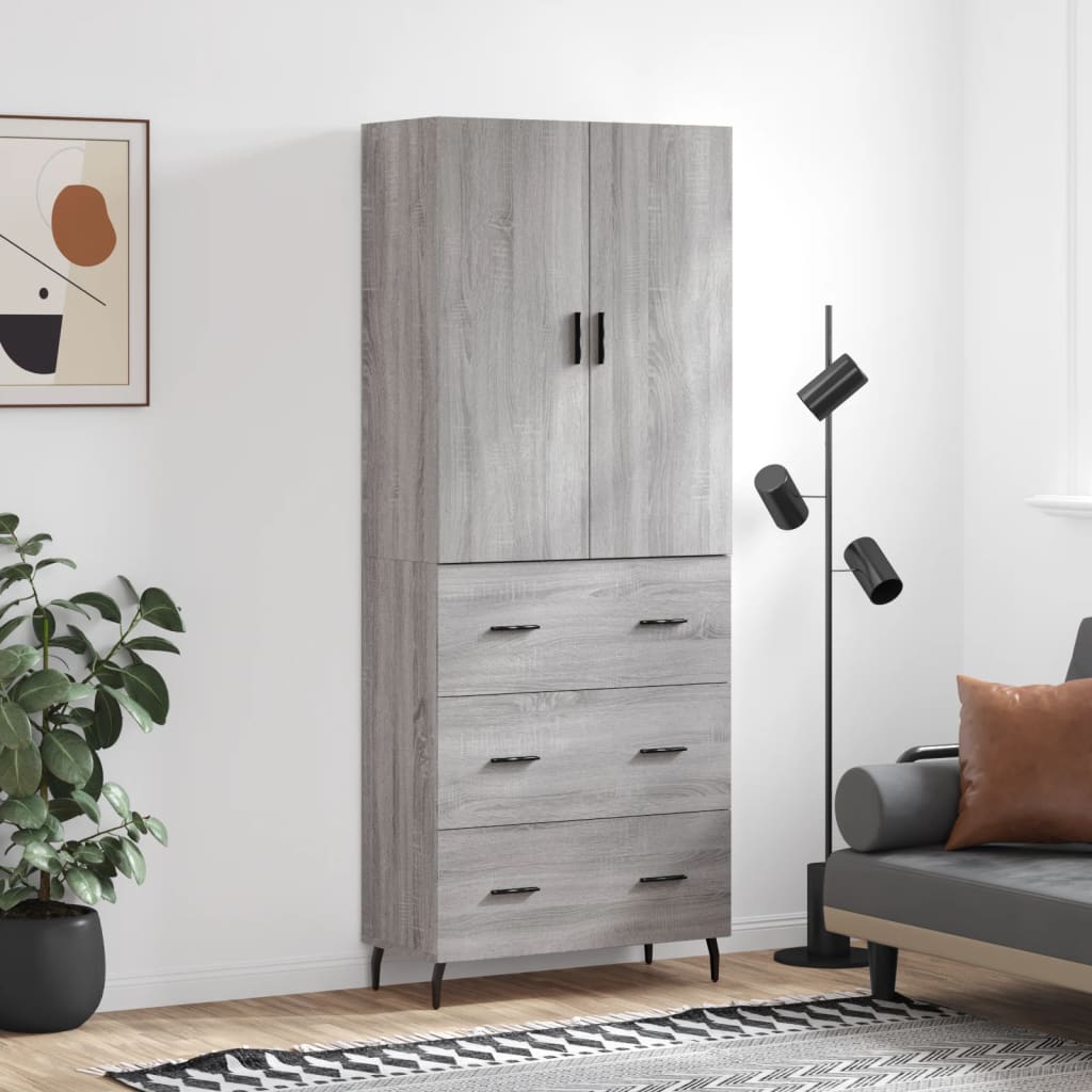 Visoka komoda siva sonome 69,5x34x180 cm od konstruiranog drva
