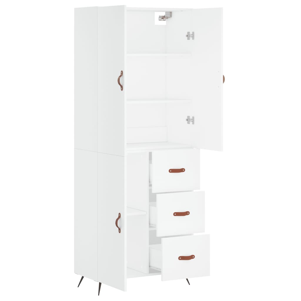 Visoka komoda bijela 69,5x34x180 cm konstruirano drvo