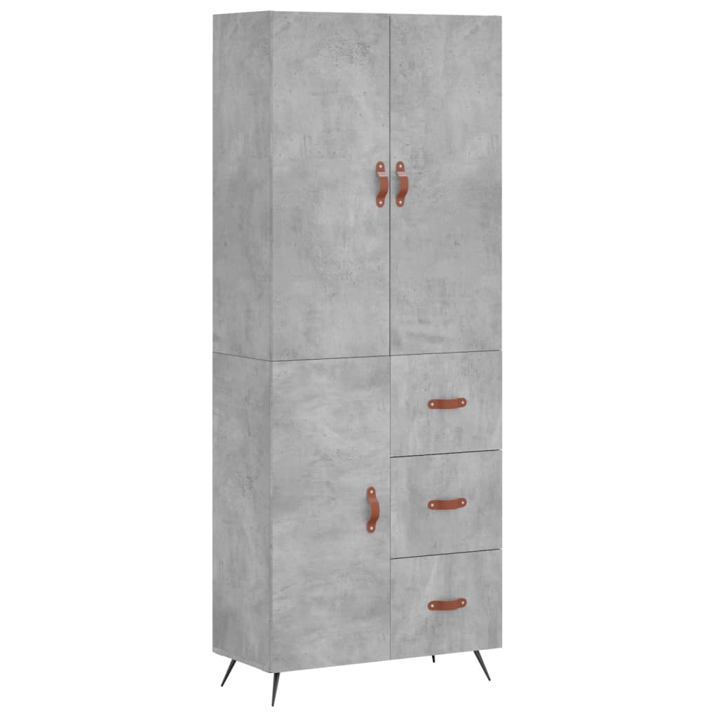 Visoka komoda siva betona 69,5x34x180 cm od konstruiranog drva