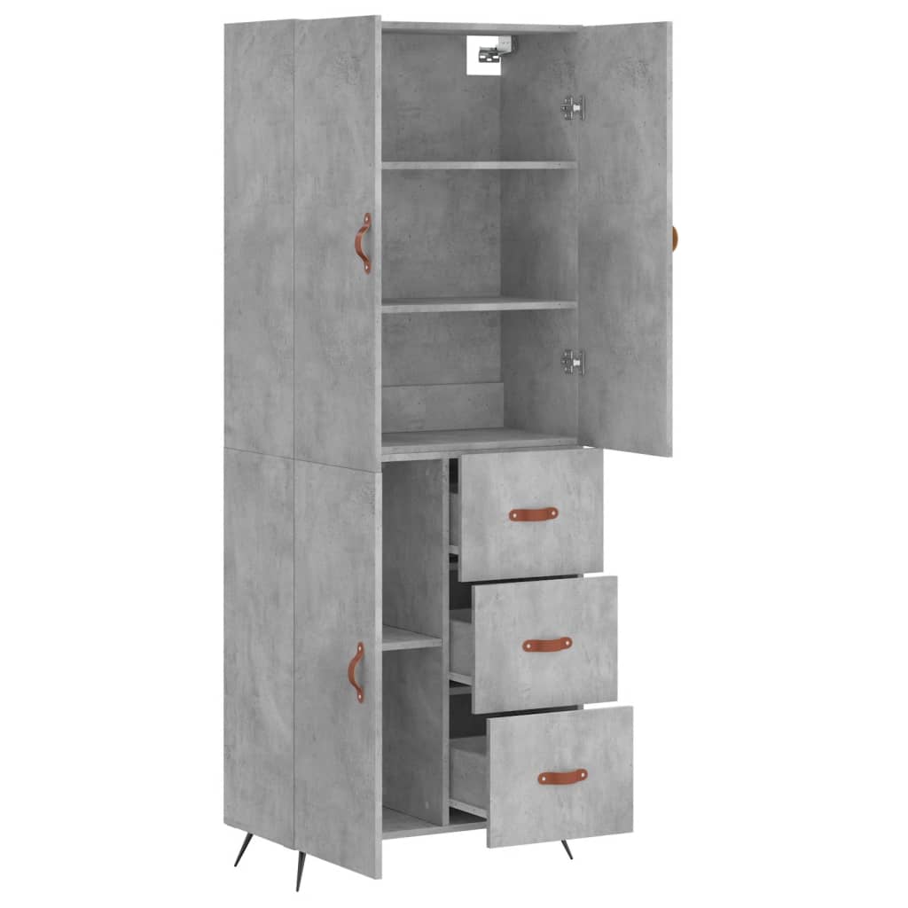 Visoka komoda siva betona 69,5x34x180 cm od konstruiranog drva