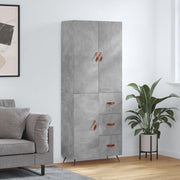Visoka komoda siva betona 69,5x34x180 cm od konstruiranog drva