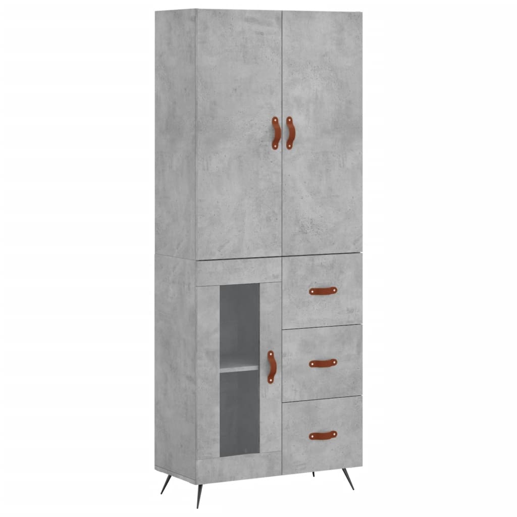 Visoka komoda siva betona 69,5x34x180 cm od konstruiranog drva