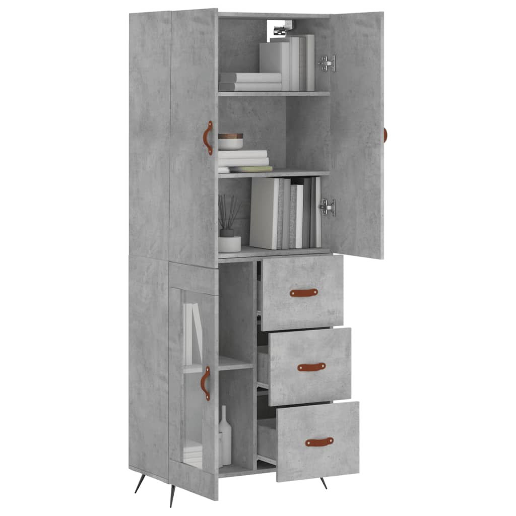 Visoka komoda siva betona 69,5x34x180 cm od konstruiranog drva