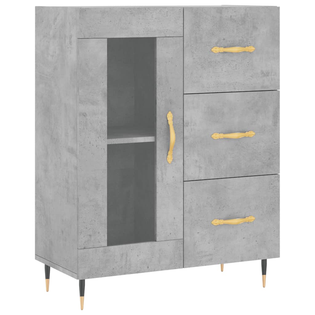 Visoka komoda siva betona 69,5x34x180 cm od konstruiranog drva