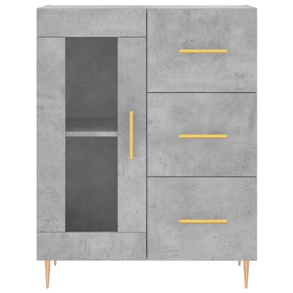 Visoka komoda siva betona 69,5x34x180 cm od konstruiranog drva
