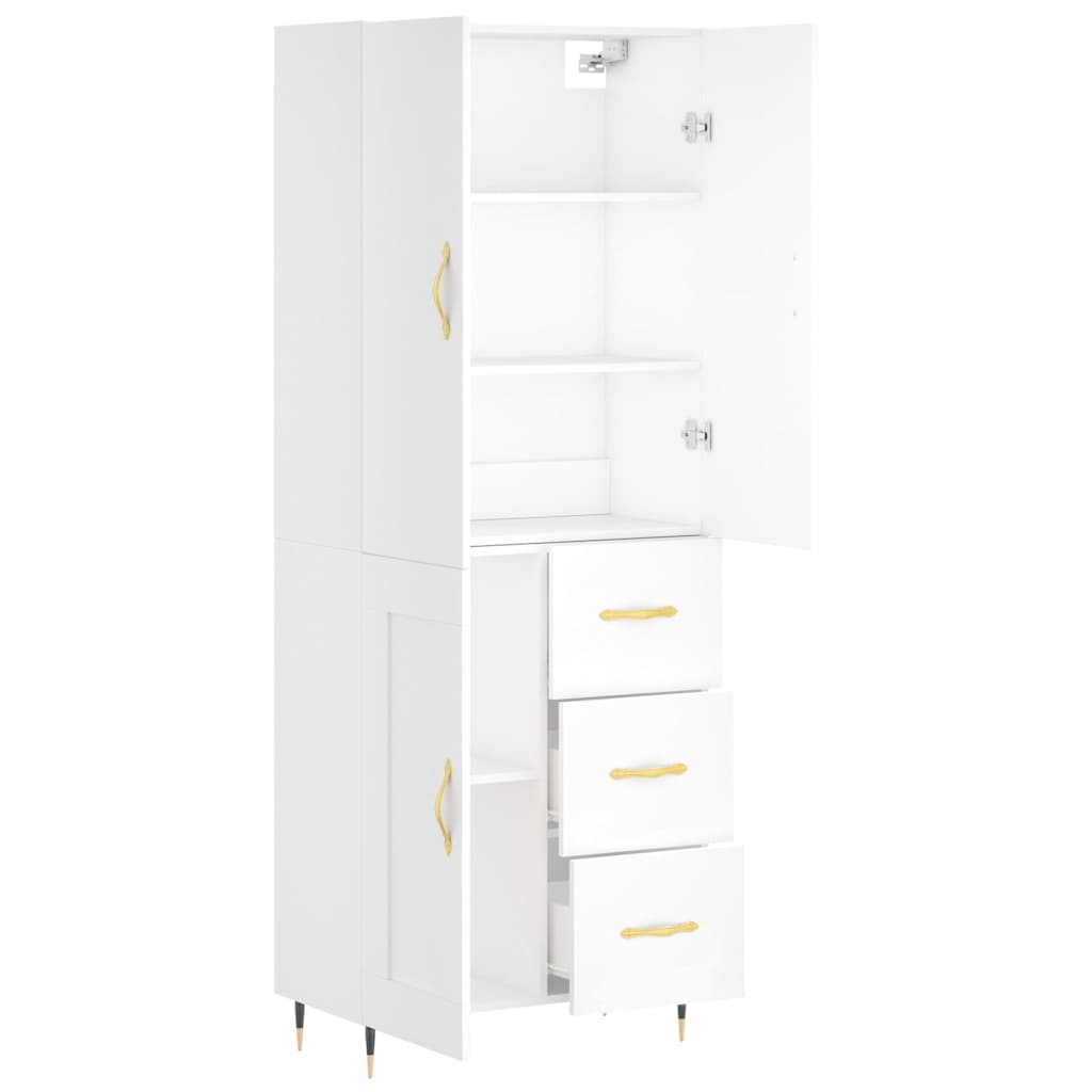 Visoka komoda bijela 69,5x34x180 cm konstruirano drvo