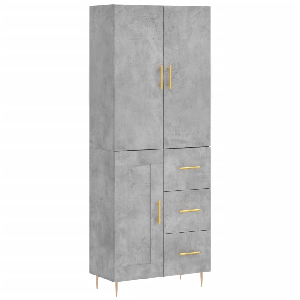 Visoka komoda siva betona 69,5x34x180 cm od konstruiranog drva