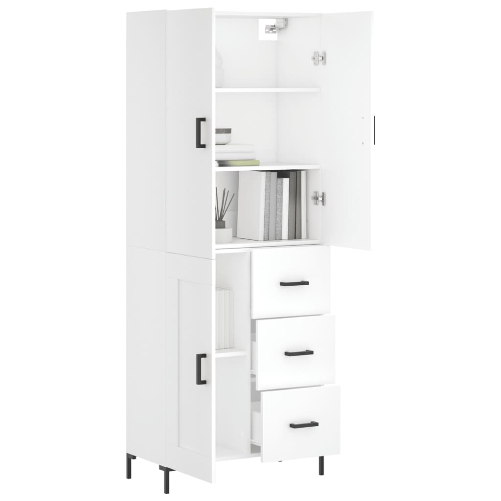 Visoka komoda bijela 69,5x34x180 cm konstruirano drvo