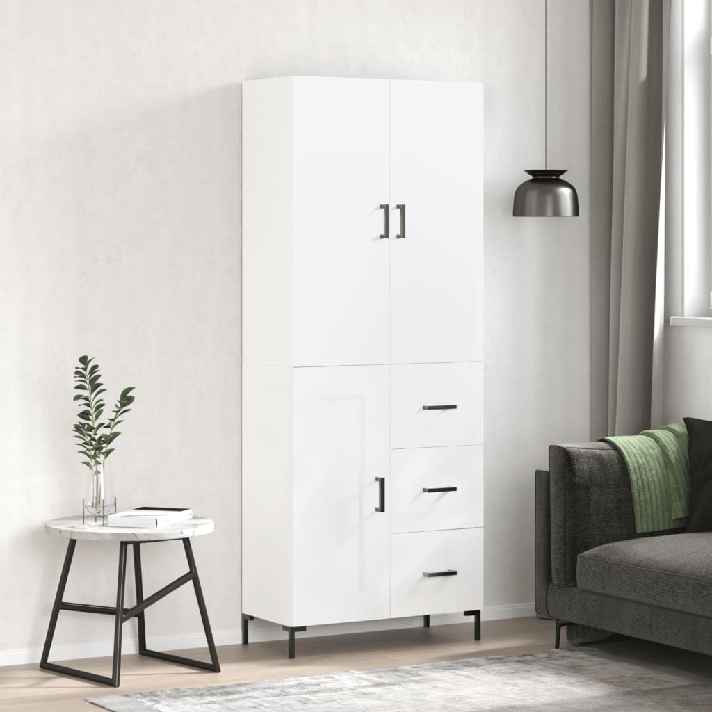 Visoka komoda bijela 69,5x34x180 cm konstruirano drvo