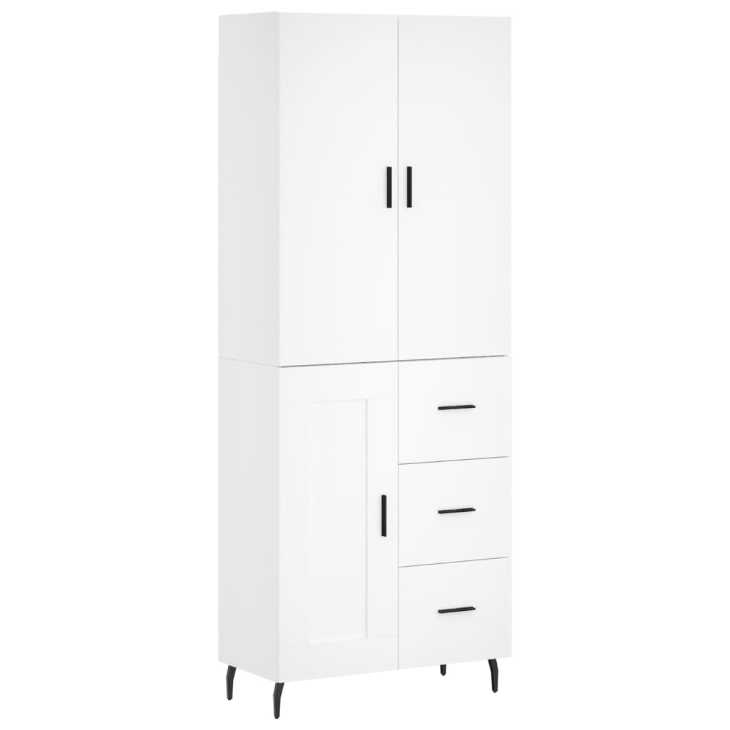 Visoka komoda bijela 69,5x34x180 cm konstruirano drvo