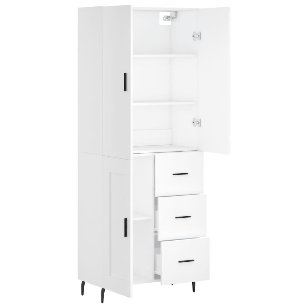 Visoka komoda bijela 69,5x34x180 cm konstruirano drvo