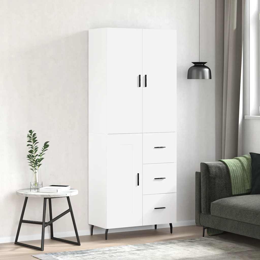 Visoka komoda bijela 69,5x34x180 cm konstruirano drvo