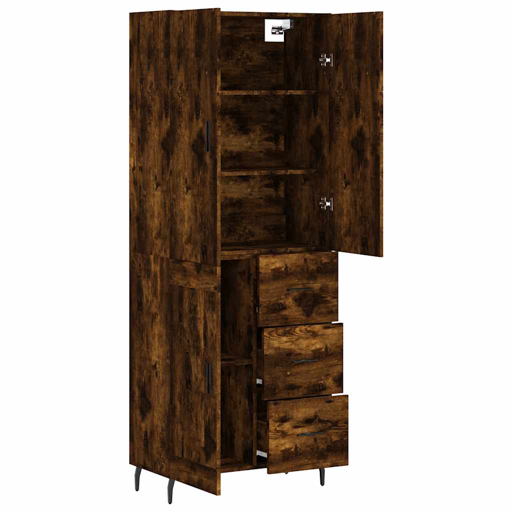 Visoka komoda dimljeni hrast 69,5x34x180 cm konstruiranog drva
