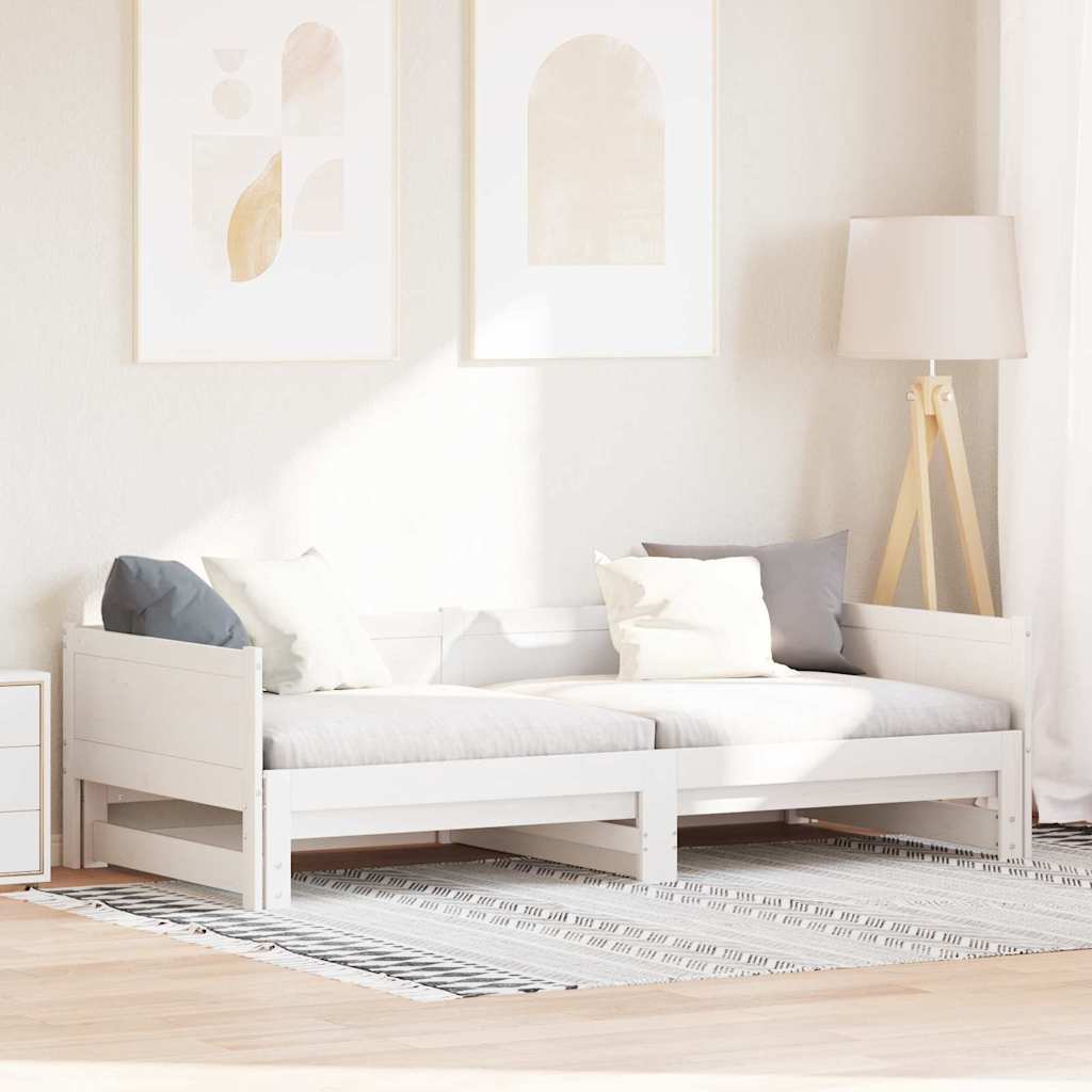 Krevet za povlačenje za dan Bijelo 203,5 x 184 x 56,5 cm