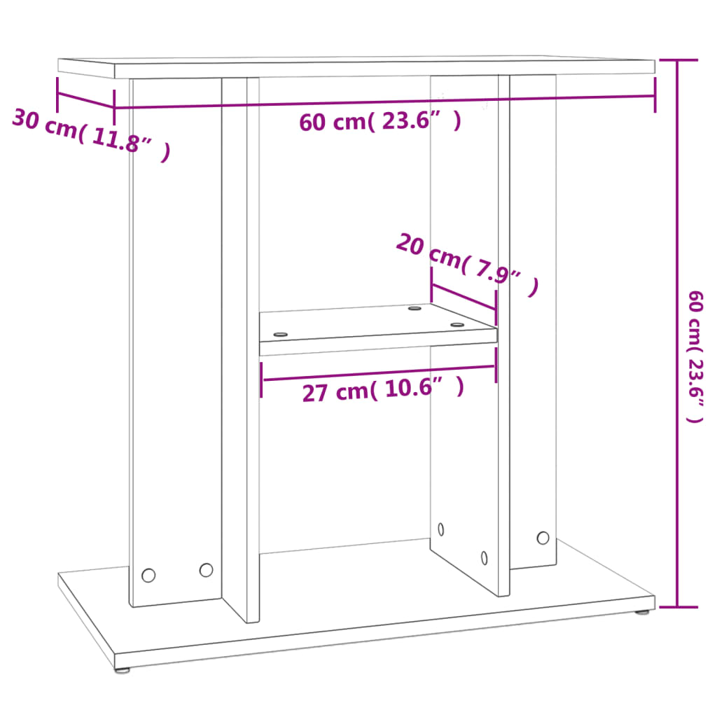Stalak za akvarij boja hrasta 60 x 30 x 60 cm konstruirano drvo