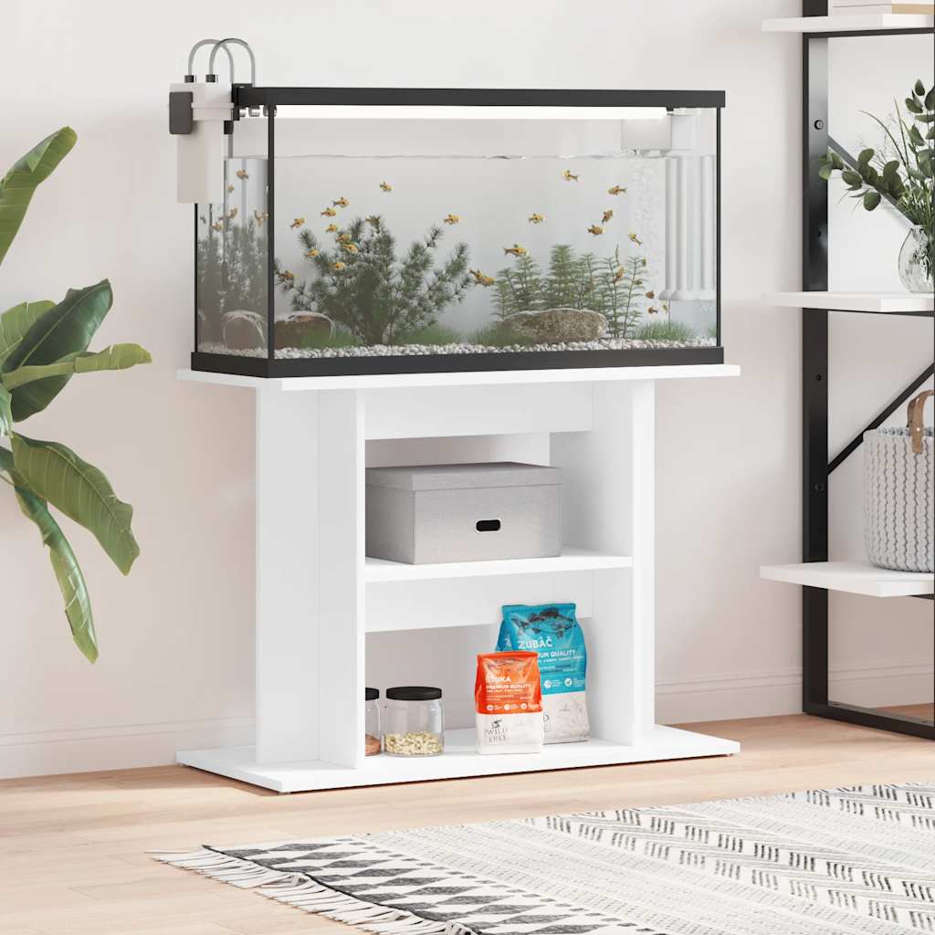 Stalak za akvarij bijeli 80 x 35 x 60 cm od konstruiranog drva