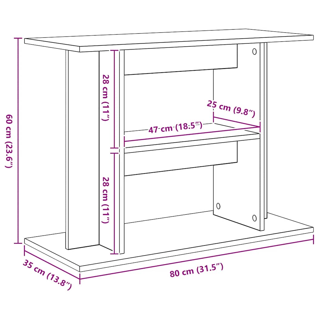Stalak za akvarij boja hrasta 80x35x60 cm od konstruiranog drva