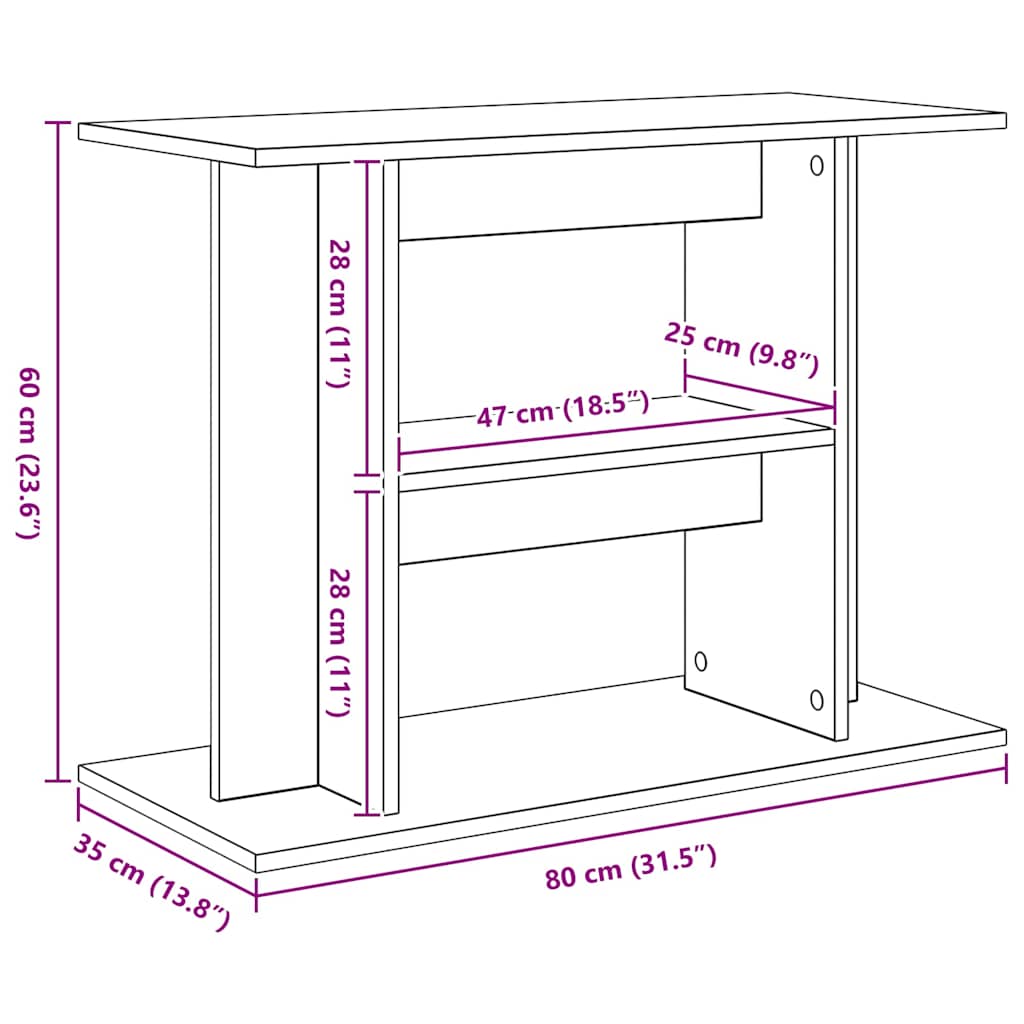 Stalak za akvarij Betonski Sivi 80x35x60 cm Konstruirano drvo
