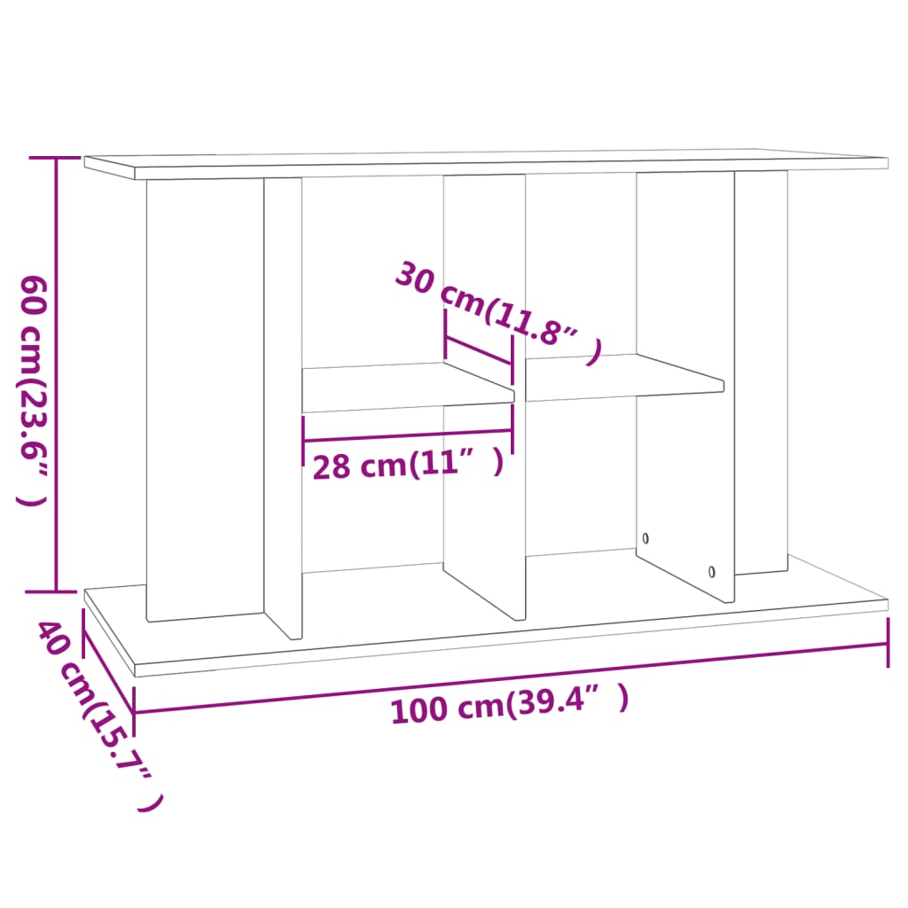 Stalak za akvarij boja hrasta 100x40x60 cm konstruirano drvo