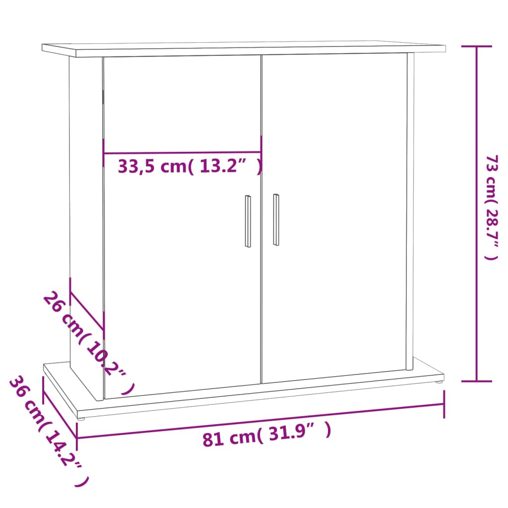 Stalak za akvarij boja hrasta 81 x 36 x 73 cm konstruirano drvo