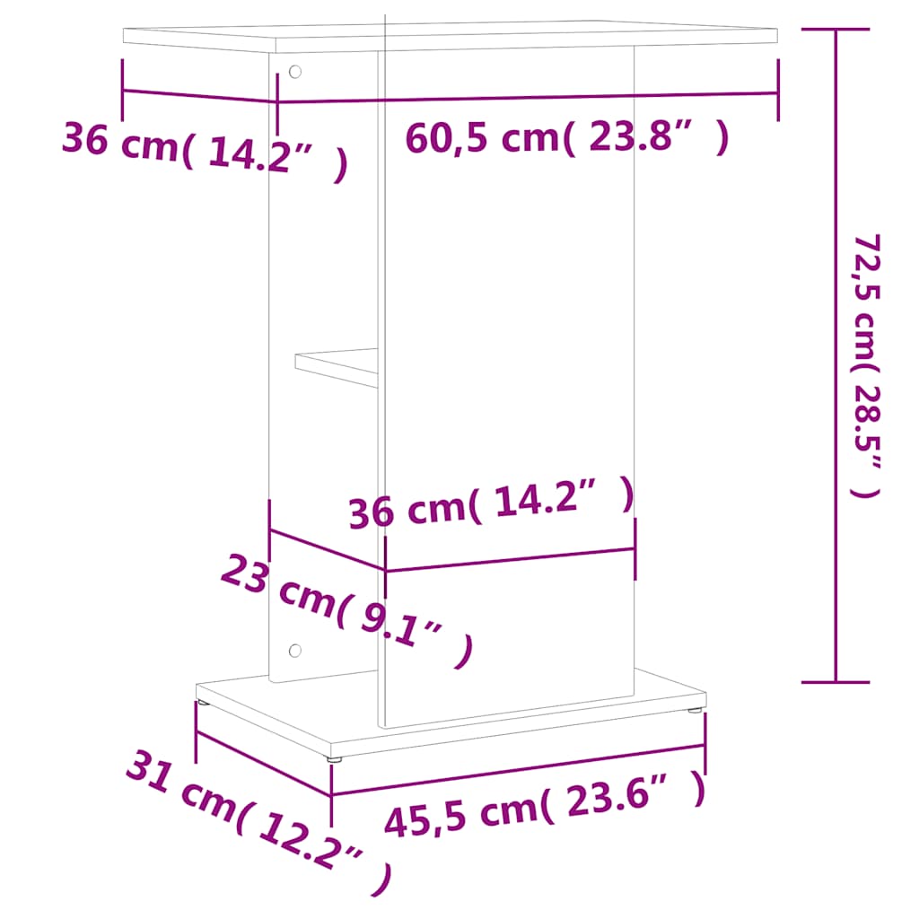 Stalak za akvarij bijeli 60,5x36x72,5 cm od konstruiranog drva