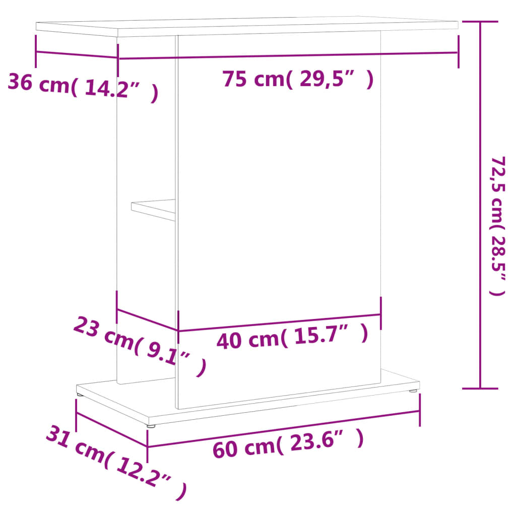 Stalak za akvarij Sonoma hrast 75x36x72,5 cm Konstruirano drvo