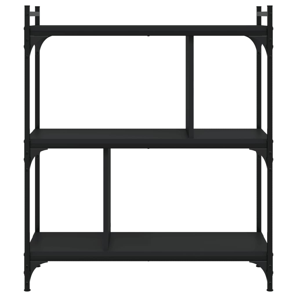 Regal za knjige s 3 razine crni 76x32x88 cm konstruirano drvo