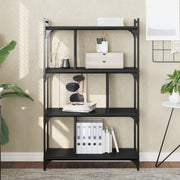 Regal za knjige s 4 razine crni 76x32x123 cm konstruirano drvo