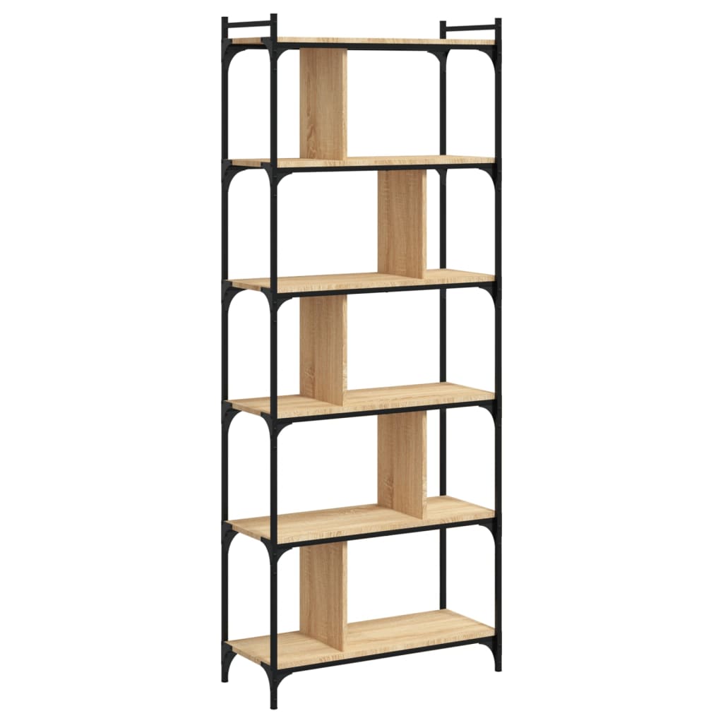 Regal za knjige sa 6 razina boja hrasta 76 x 32 x 192 cm drveni