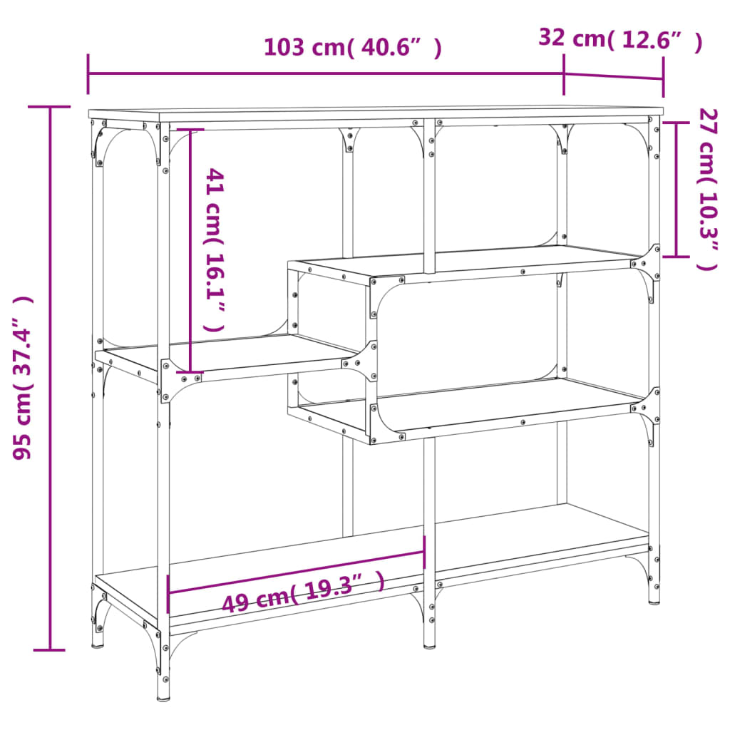 Konzolni stol crni 100 x 32 x 95 cm od konstruiranog drva