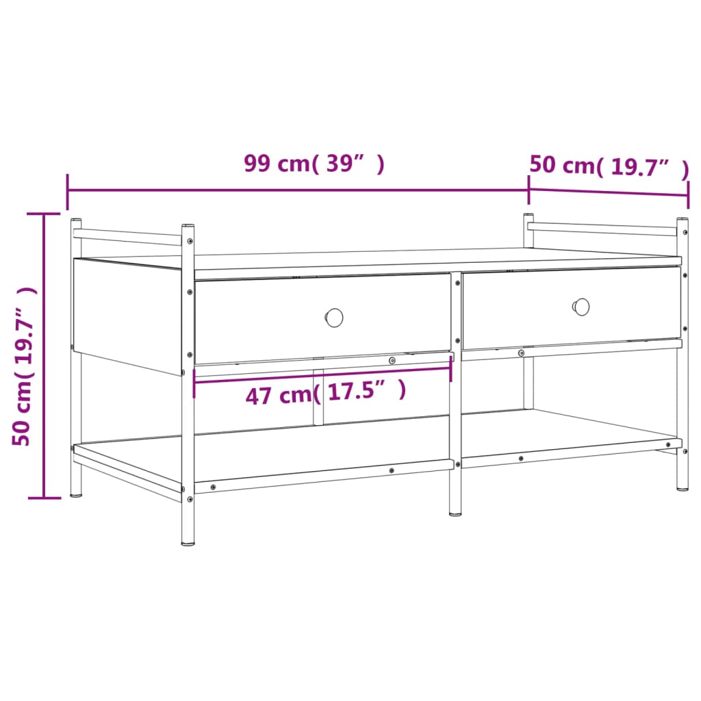 Stolić za kavu crni 99x50x50 cm od konstruiranog drva