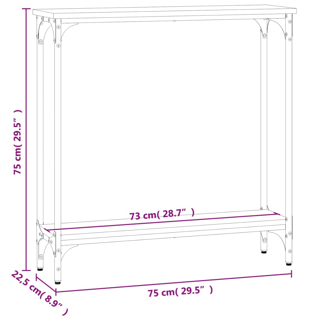 Konzolni stolić Sonoma hrast 75x22,5x75 cm Konstruirano drvo