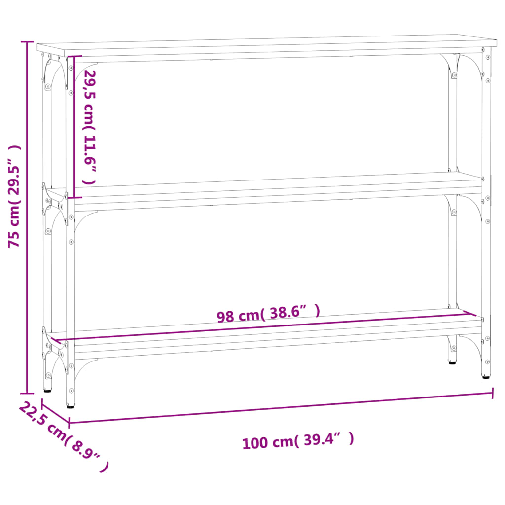 Konzolni stol boja hrasta 100 x 22,5 x 75 cm konstruirano drvo