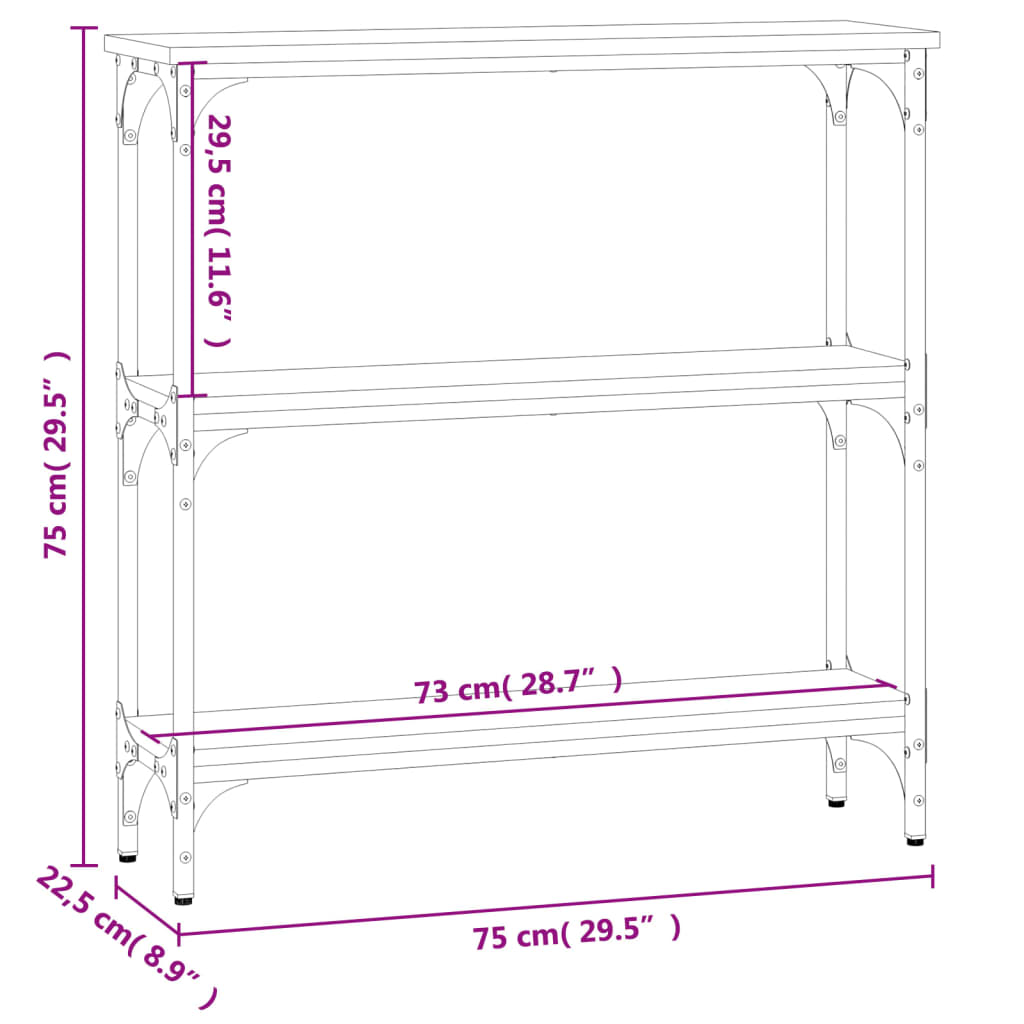 Konzolni stol boja hrasta 75 x 22,5 x 75 cm konstruirano drvo