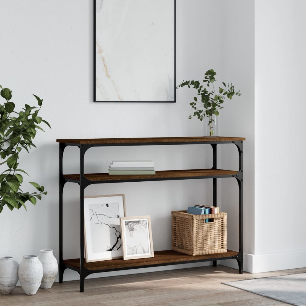 Konzolni stol boja smeđeg hrasta 100x29x75 cm konstruirano drvo