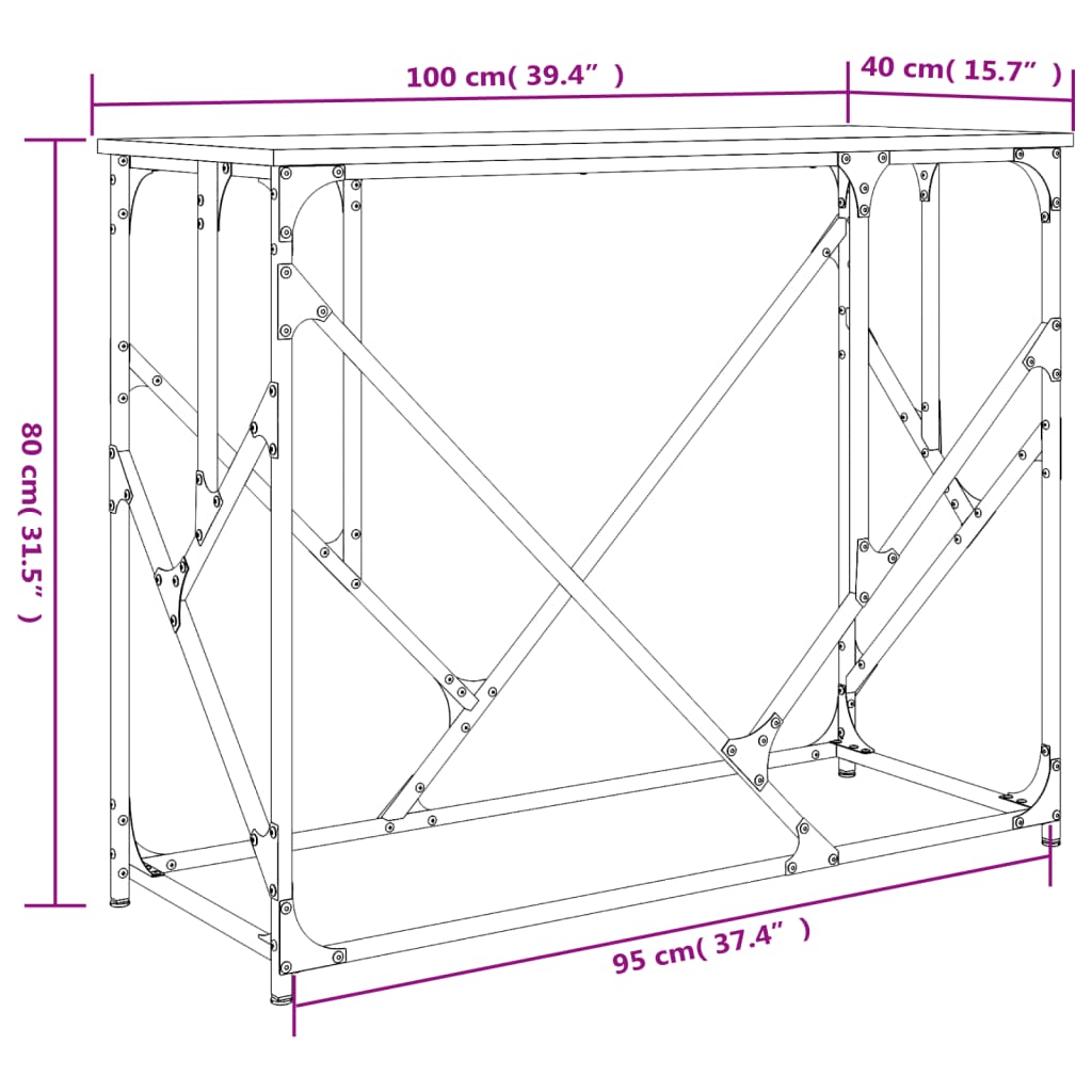 Konzolni stol crni 100 x 40 x 80 cm od konstruiranog drva