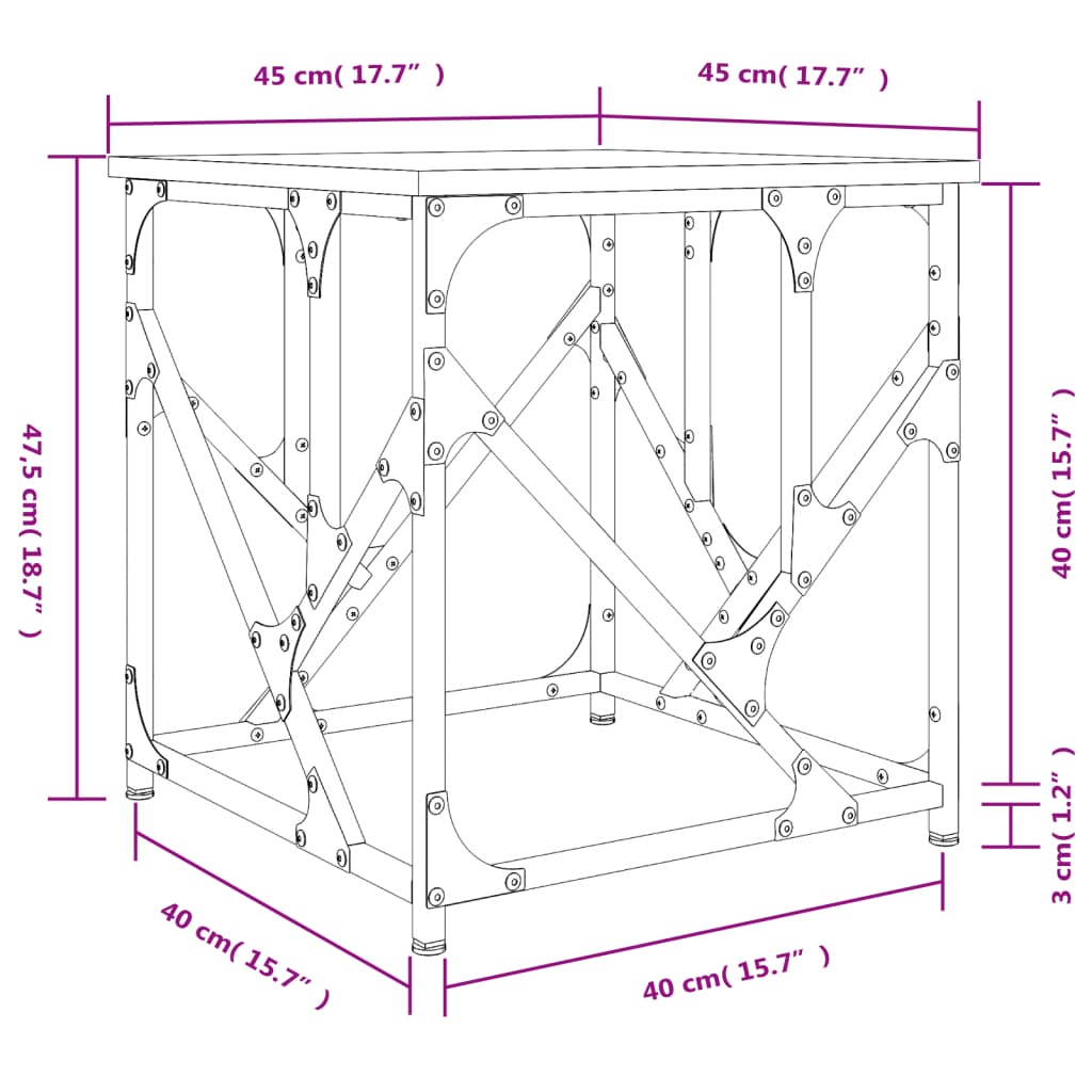 Stolić za kavu crni 45 x 45 x 47,5 cm od konstruiranog drva