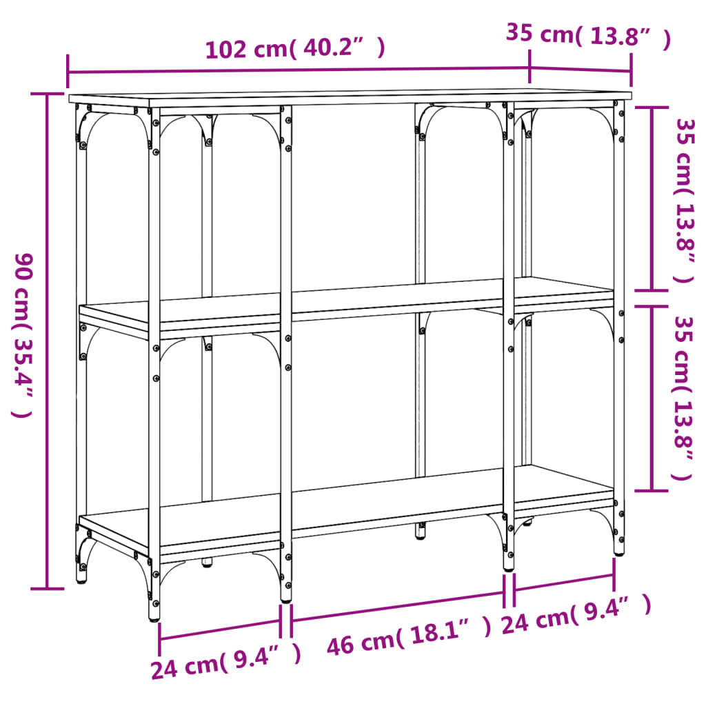 Konzolni stol boja hrasta sonome 102x35x90 cm konstruirano drvo