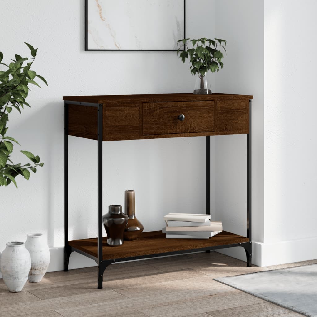 Konzolni stol smeđa boja hrasta 75x34,5x75 cm konstruirano drvo