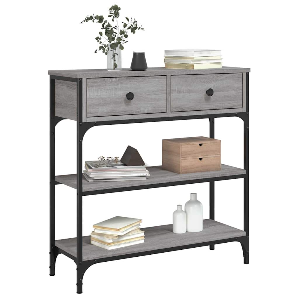 Konzolni stol siva boja hrasta 72,5x25x75 cm konstruirano drvo
