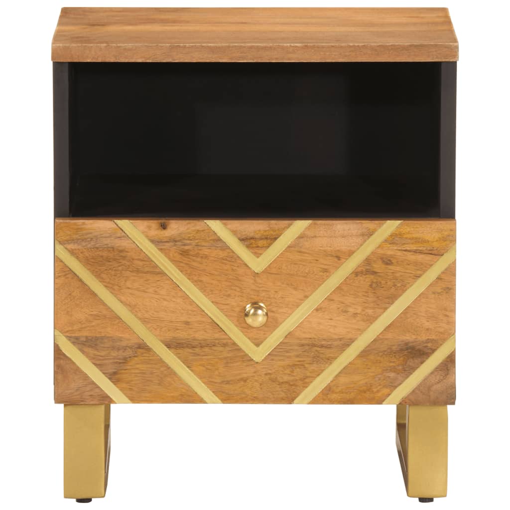 Noćni ormarić smeđe-crni od masivnog drva manga