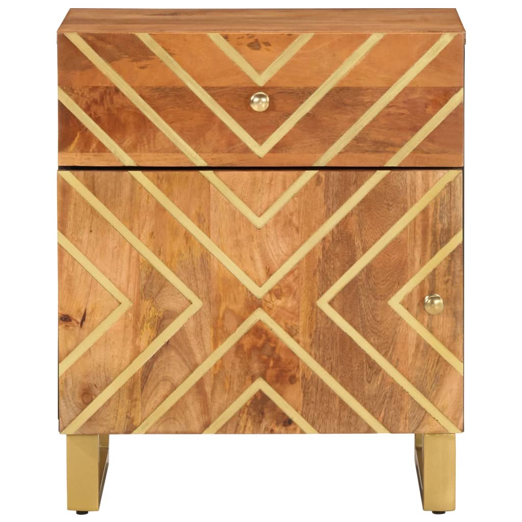 Noćni ormarić smeđe-crni 50x33x60 cm od masivnog drva manga