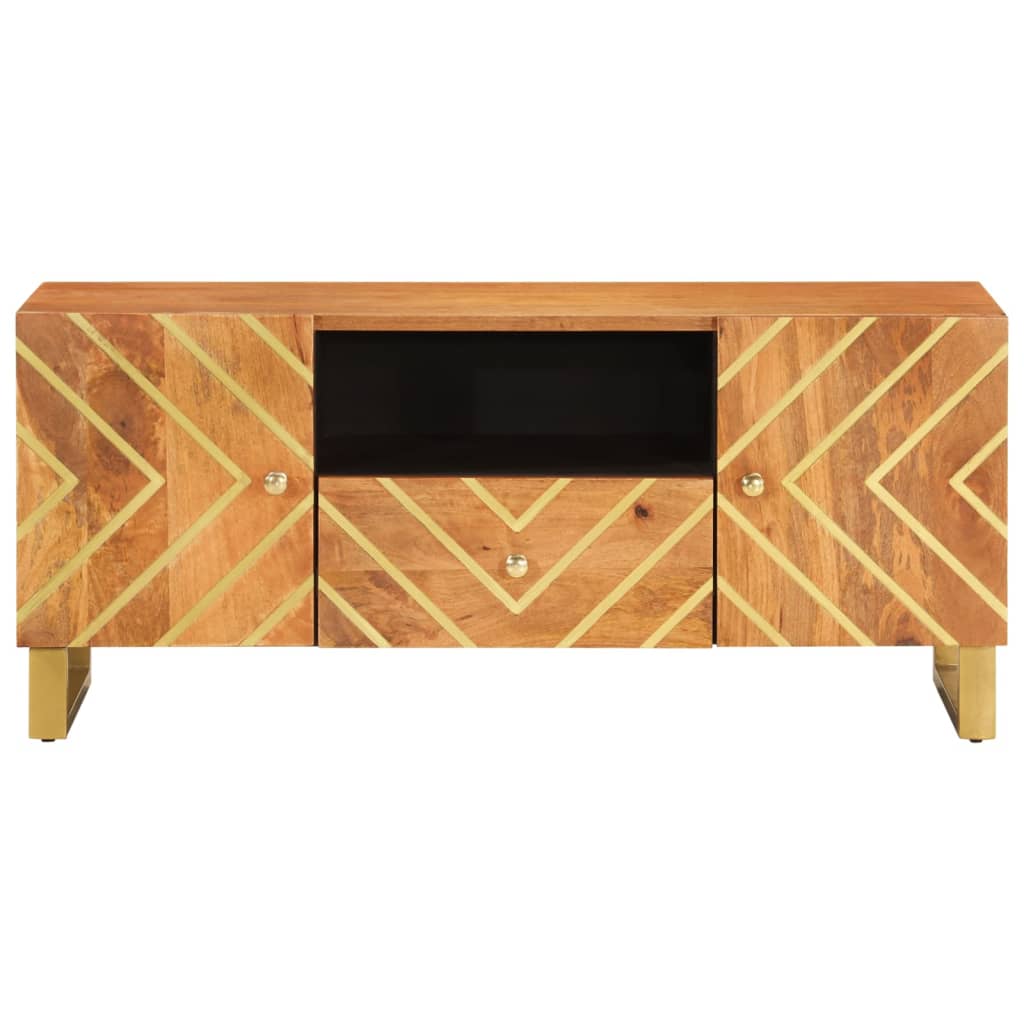 TV ormarić smeđe-crni 105 x 33,5 x 46 cm od masivnog drva manga