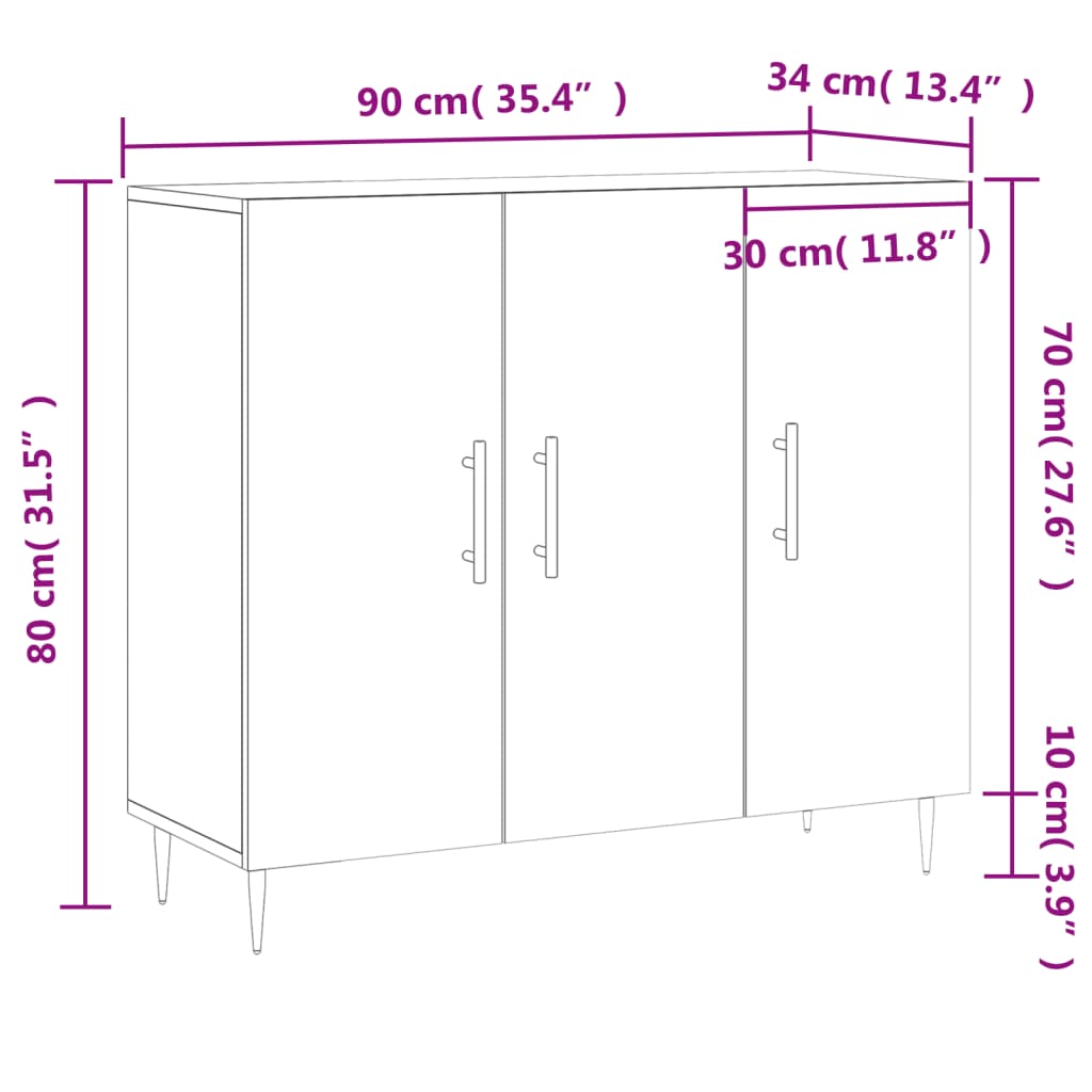 Komoda bijela 90x34x80 cm od konstruiranog drva