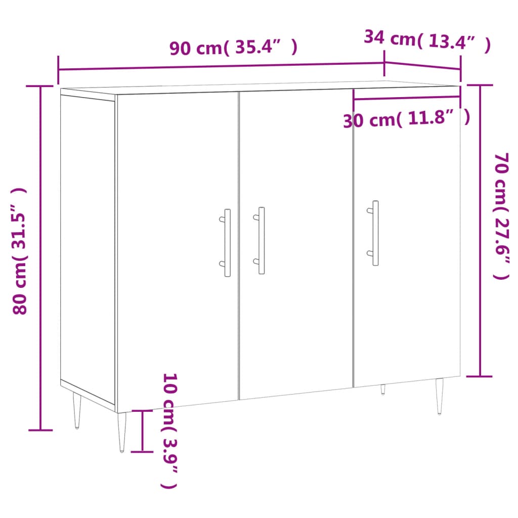 Komoda siva boja betona 90x34x80 cm od konstruiranog drva