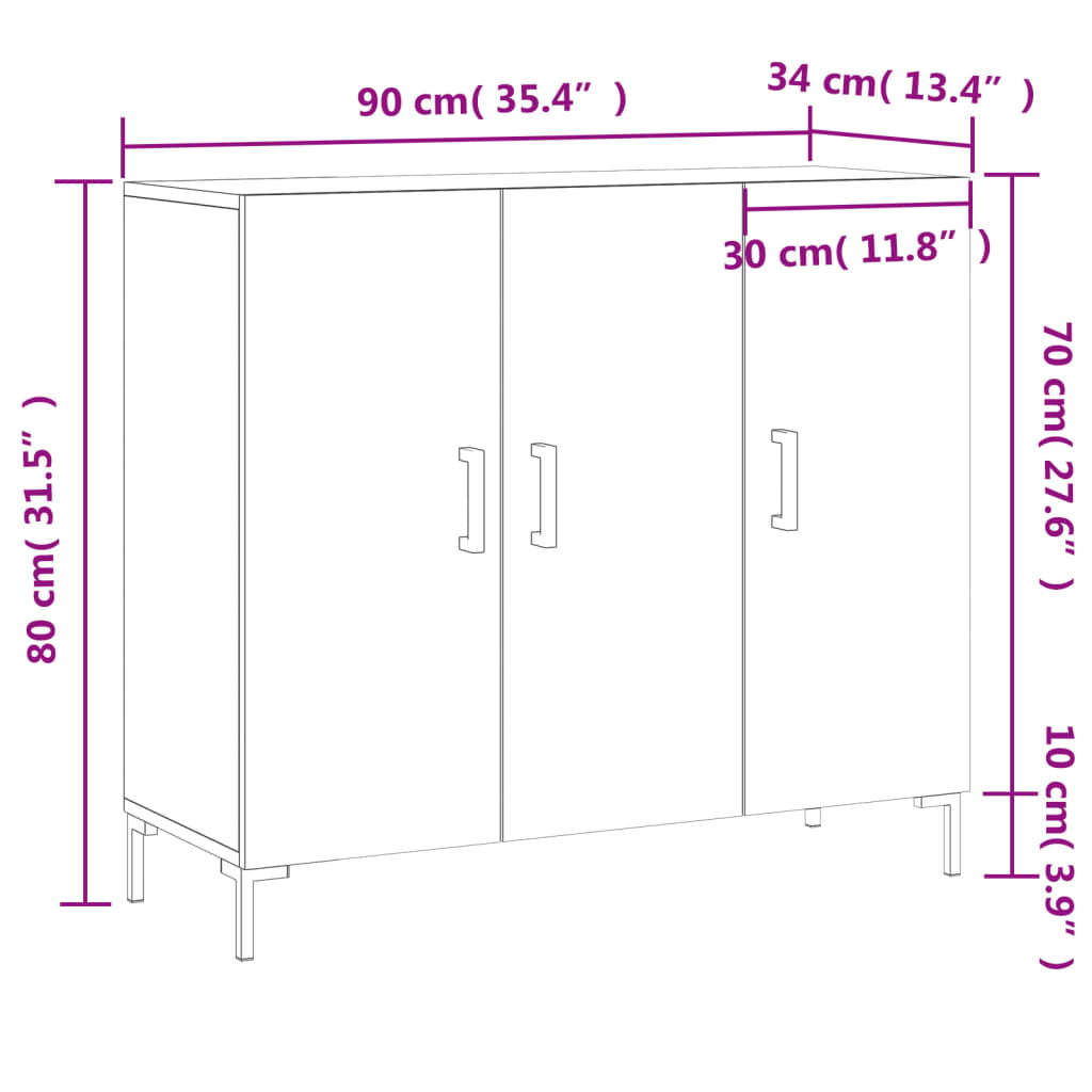 Komoda siva boja betona 90x34x80 cm od konstruiranog drva