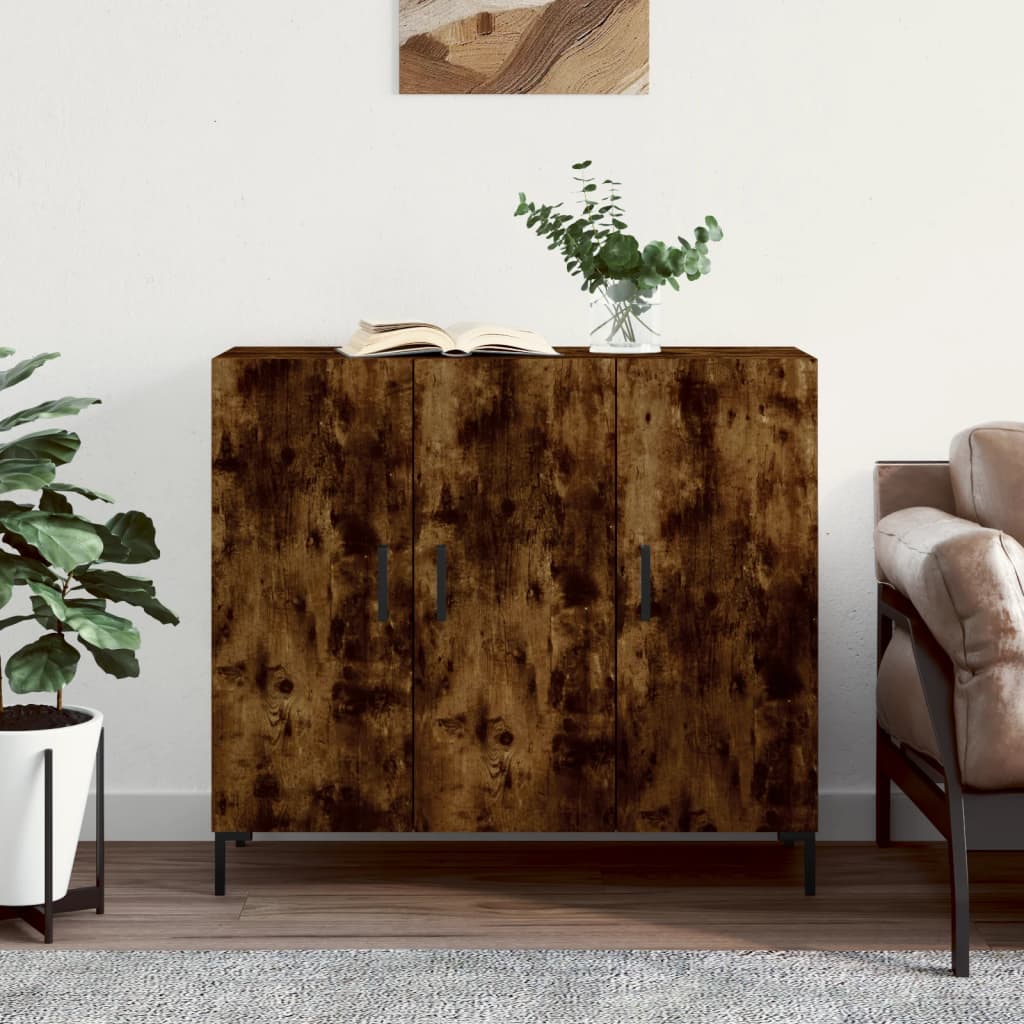 Komoda boja dimljenog hrasta 90 x 34 x 80 cm konstruirano drvo